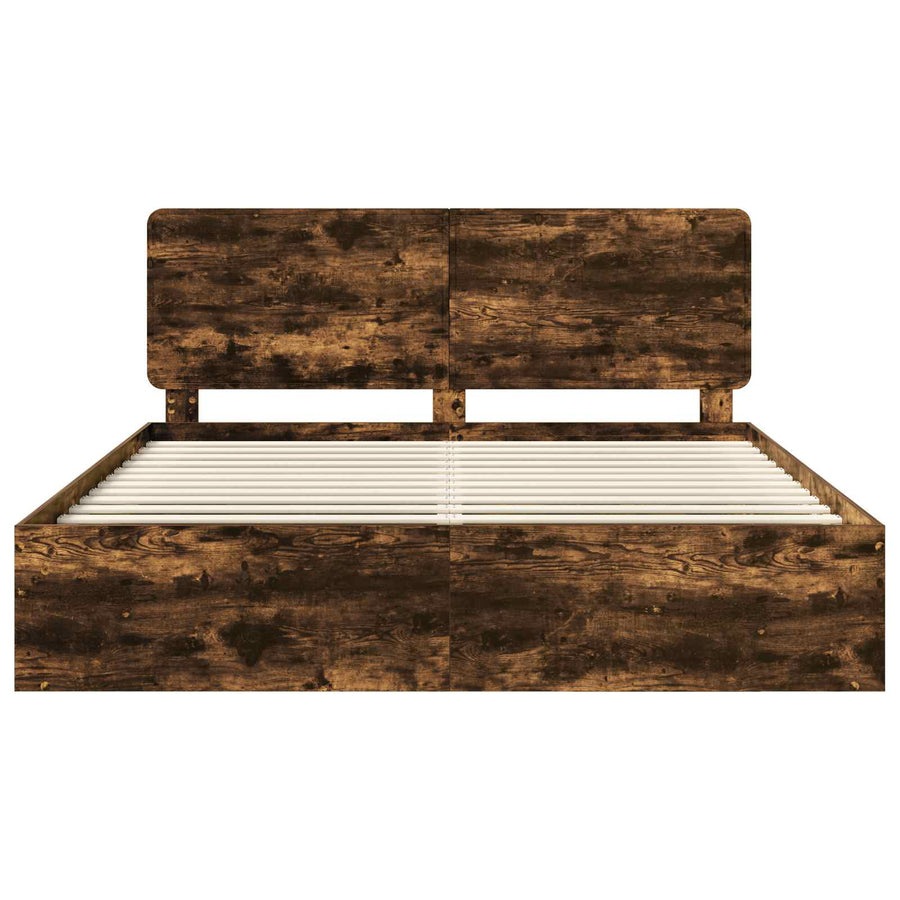 Bedframe Gerookt eiken 180 x 200 cm Massief grenenhout
