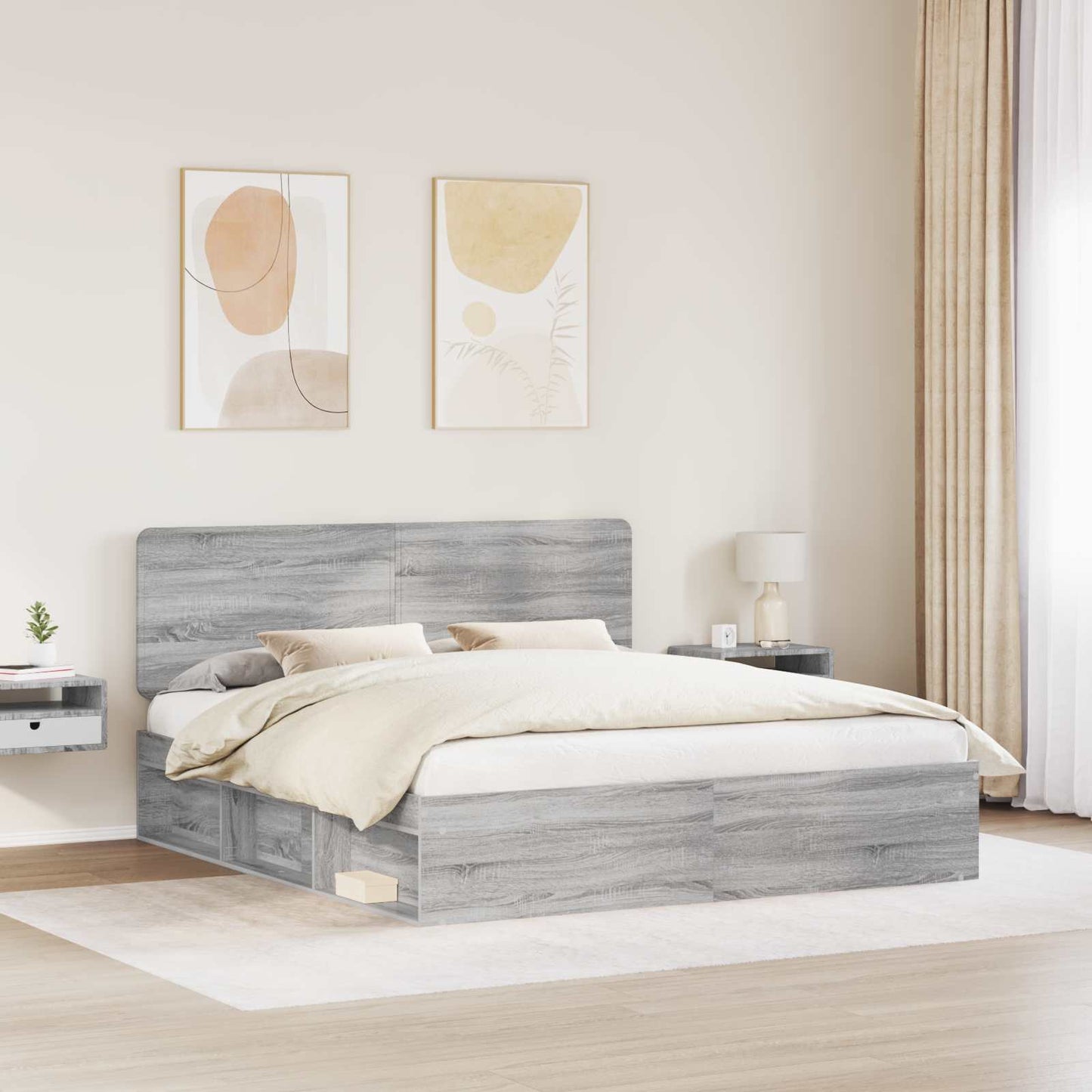 Bedframe Grijs Sonoma 180 x 200 cm Massief grenenhout