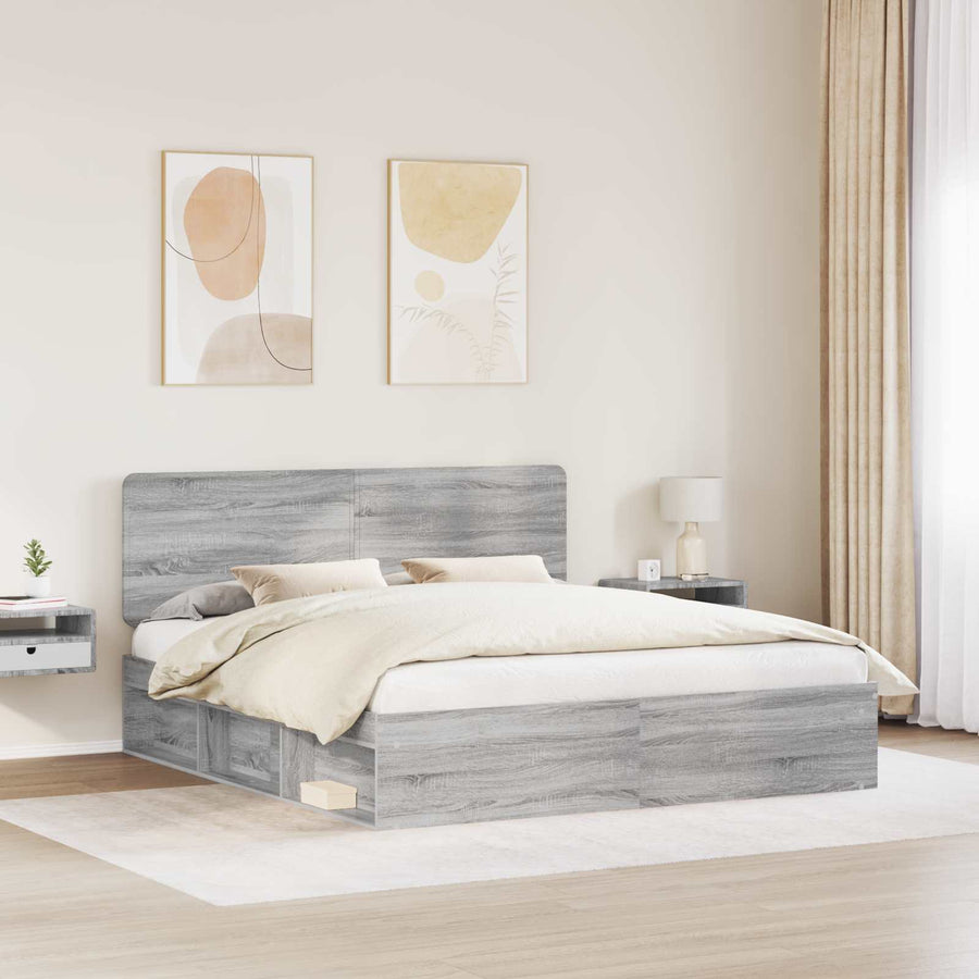 Bedframe Grijs Sonoma 180 x 200 cm Massief grenenhout