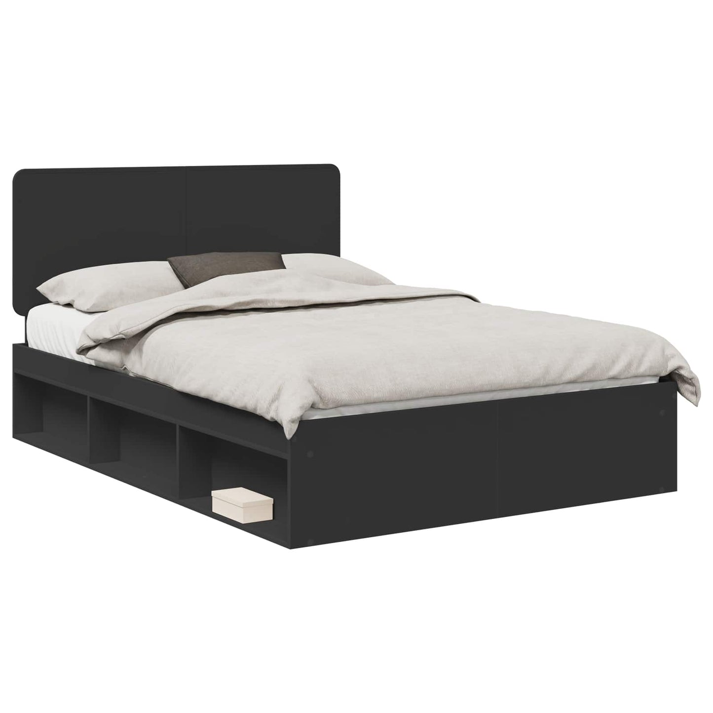 Bedframe met hoofdeinde Zwart 160 x 200 cm Massief grenenhout