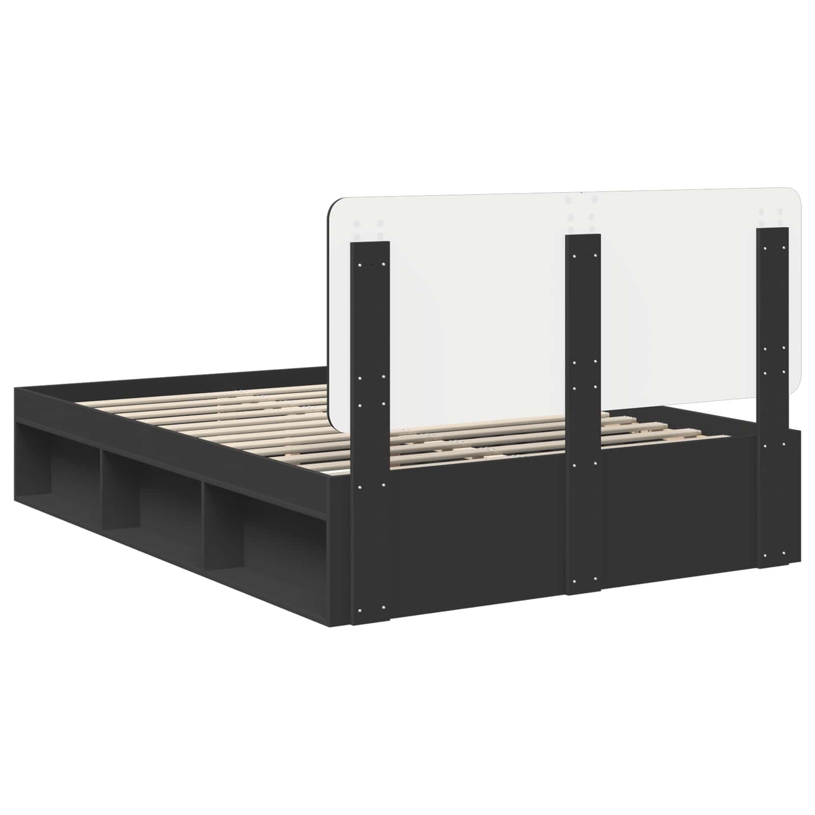 Bedframe met hoofdeinde Zwart 160 x 200 cm Massief grenenhout
