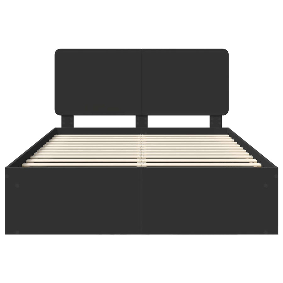 Bedframe met hoofdeinde Zwart 160 x 200 cm Massief grenenhout