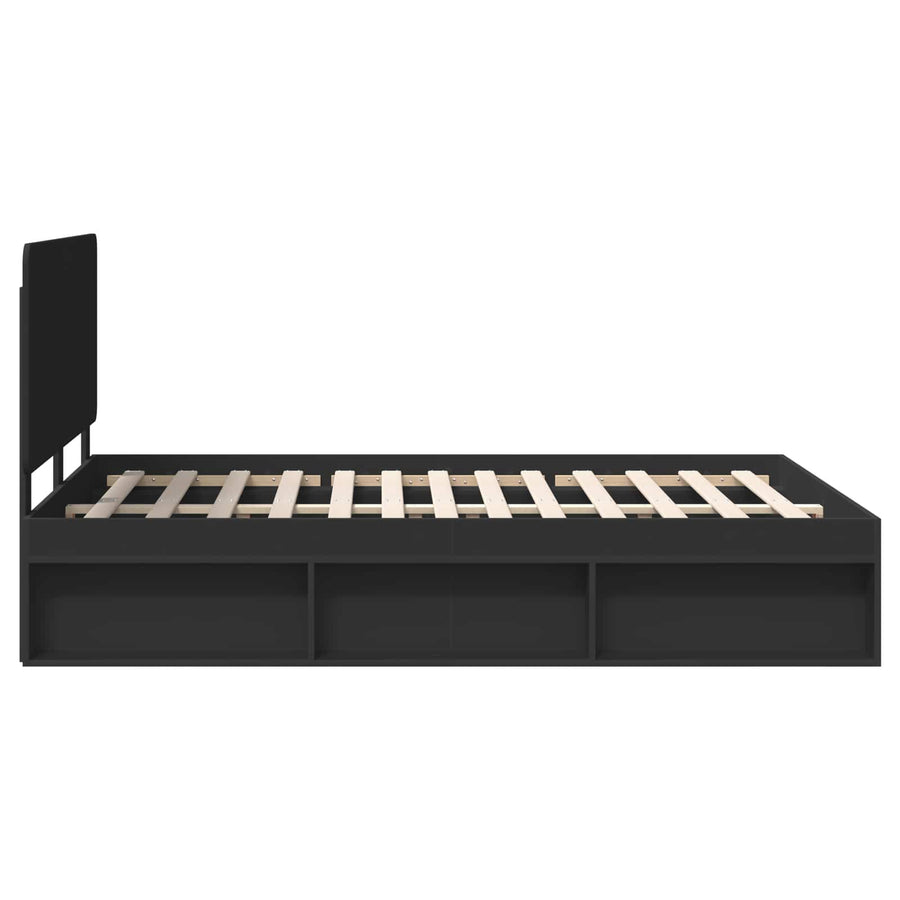 Bedframe met hoofdeinde Zwart 160 x 200 cm Massief grenenhout