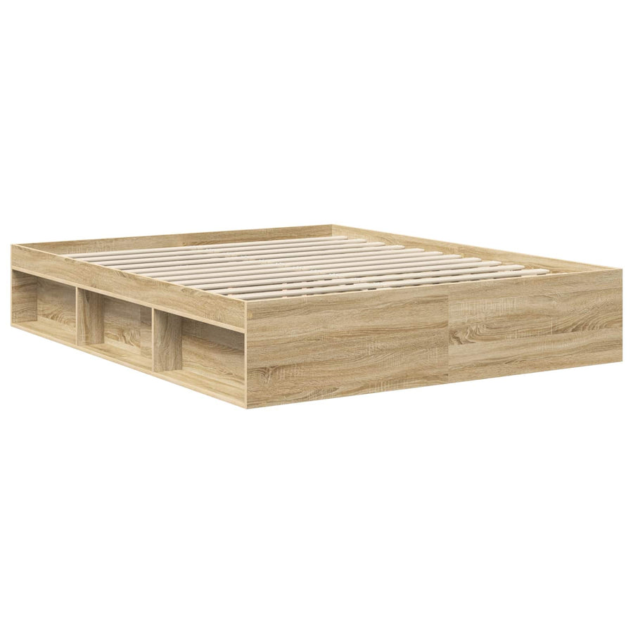 Bedframe Met Hoofdeinde Sonoma Massief Grenenhout Sonoma Eiken 160 x 200 cm