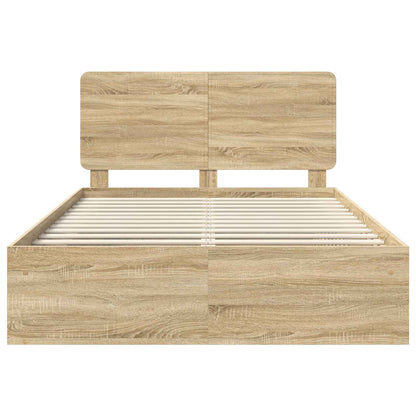 Bedframe Met Hoofdeinde Sonoma Massief Grenenhout Sonoma Eiken 160 x 200 cm