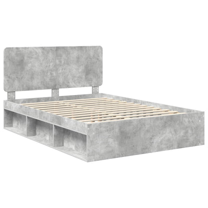 Bedframe met hoofdeinde Beton 160 x 200 cm Massief grenenhout
