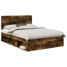 Bedframe Gerookt eiken 160 x 200 cm Massief grenenhout