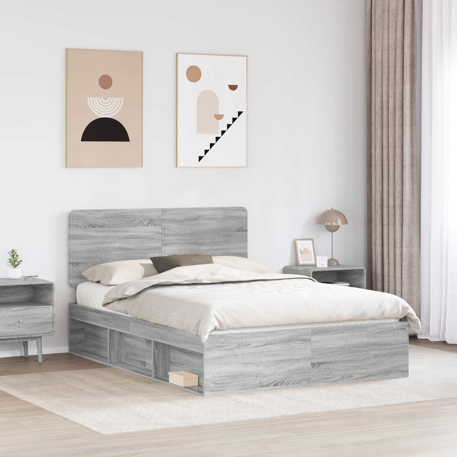 Bedframe Grijs Sonoma 160 x 200 cm Massief grenenhout