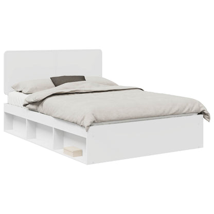 Bedframe met hoofdeinde Wit 150 x 200 cm Massief grenenhout