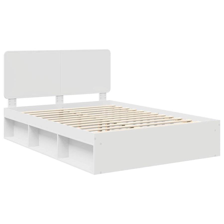 Bedframe met hoofdeinde Wit 150 x 200 cm Massief grenenhout