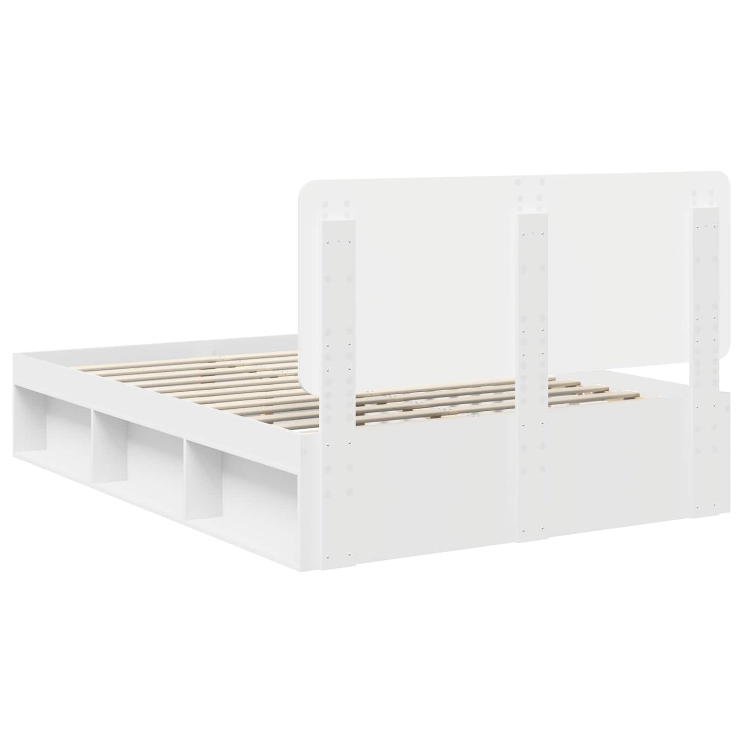 Bedframe met hoofdeinde Wit 150 x 200 cm Massief grenenhout