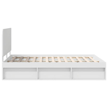 Bedframe met hoofdeinde Wit 150 x 200 cm Massief grenenhout