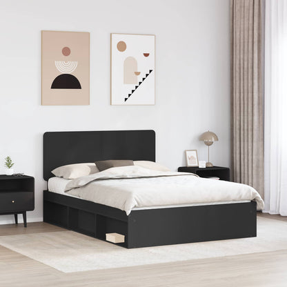 Bedframe met hoofdeinde Zwart 150 x 200 cm Massief grenenhout