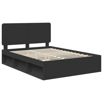 Bedframe met hoofdeinde Zwart 150 x 200 cm Massief grenenhout