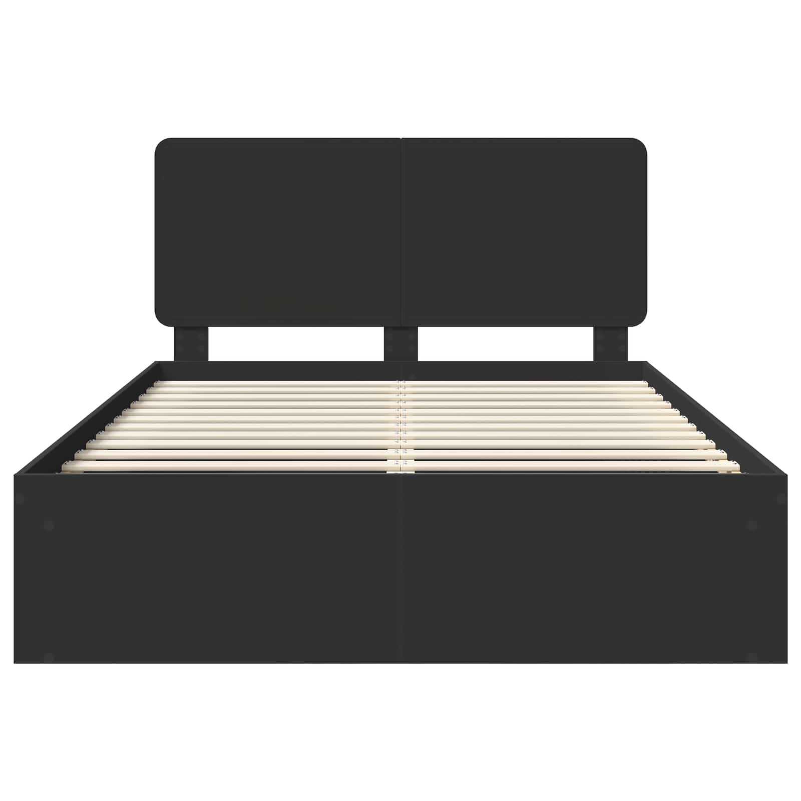 Bedframe met hoofdeinde Zwart 150 x 200 cm Massief grenenhout