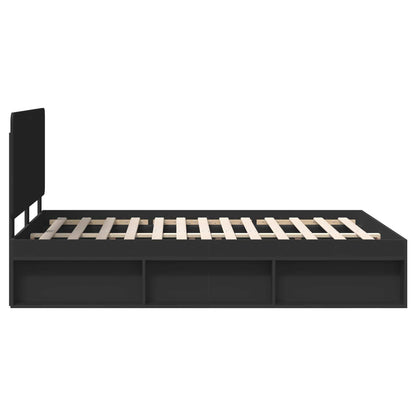 Bedframe met hoofdeinde Zwart 150 x 200 cm Massief grenenhout