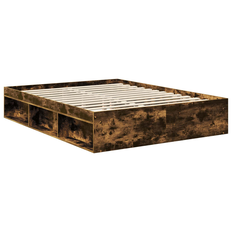 Bedframe Gerookt eiken 150 x 200 cm Massief grenenhout