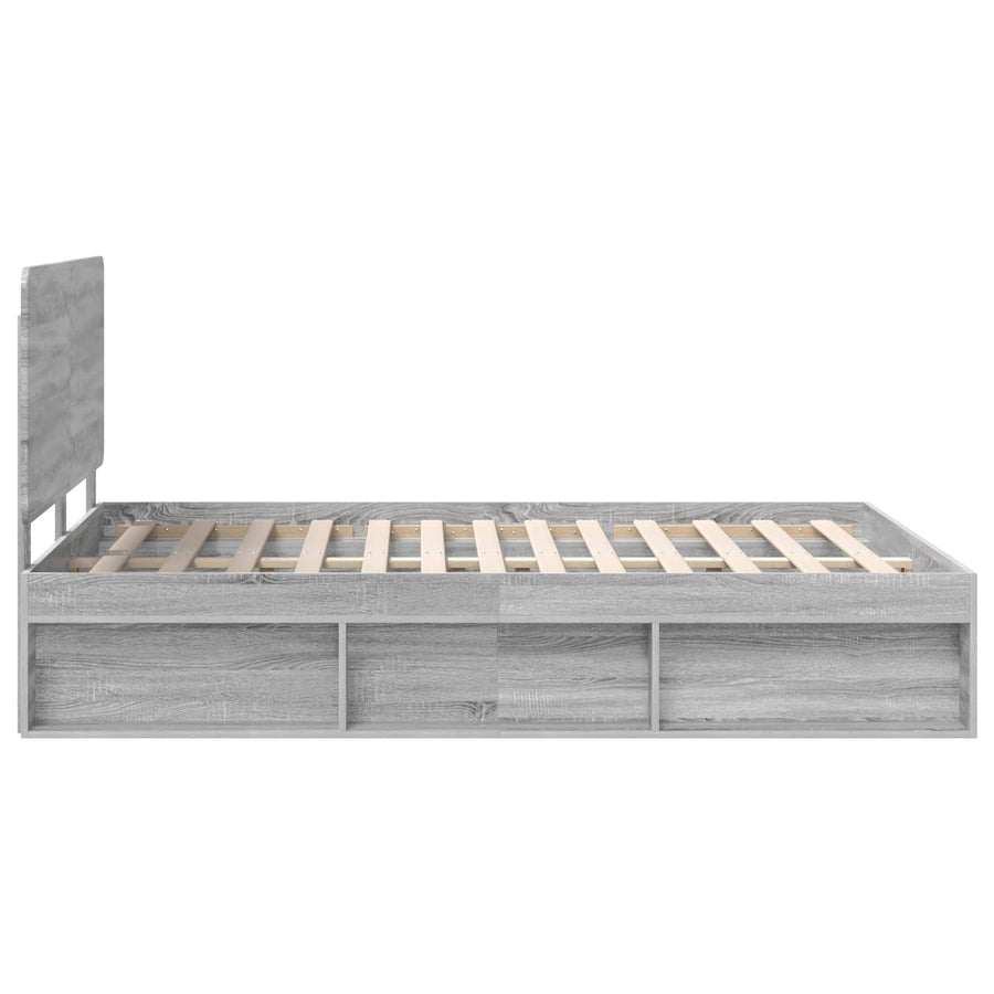 Bedframe Grijs Sonoma 150 x 200 cm Massief grenenhout