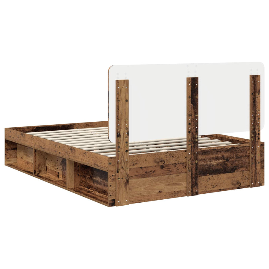Bedframe met hoofdeinde Oudhout 150 x 200 cm Massief grenenhout