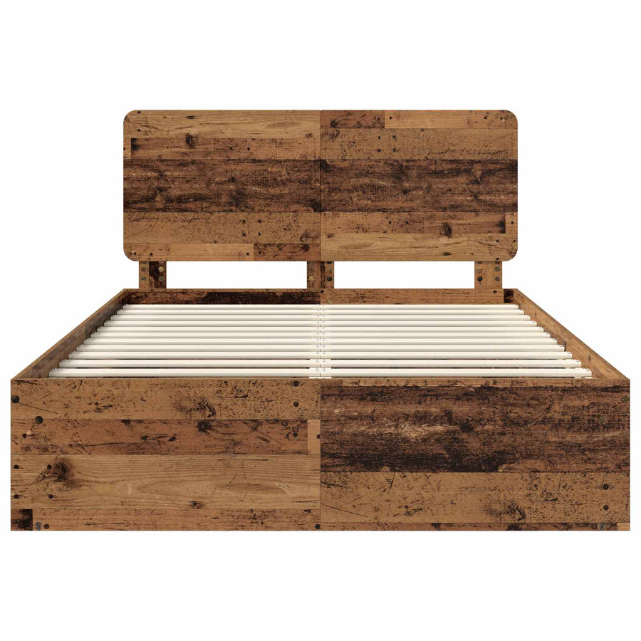 Bedframe met hoofdeinde Oudhout 150 x 200 cm Massief grenenhout