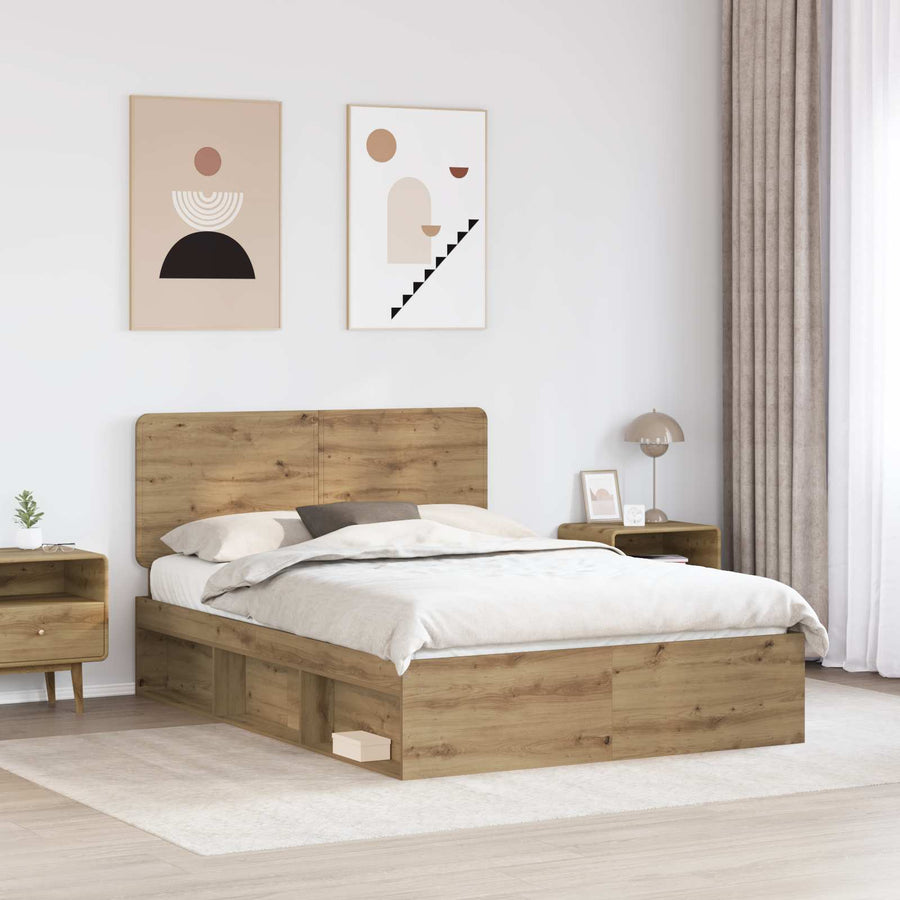 Bedframe Ambachtelijk eiken 150 x 200 cm Massief grenenhout