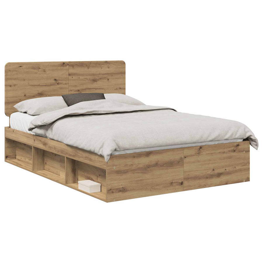 Bedframe Ambachtelijk eiken 150 x 200 cm Massief grenenhout