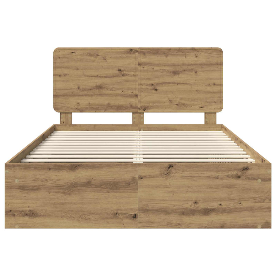 Bedframe Ambachtelijk eiken 150 x 200 cm Massief grenenhout