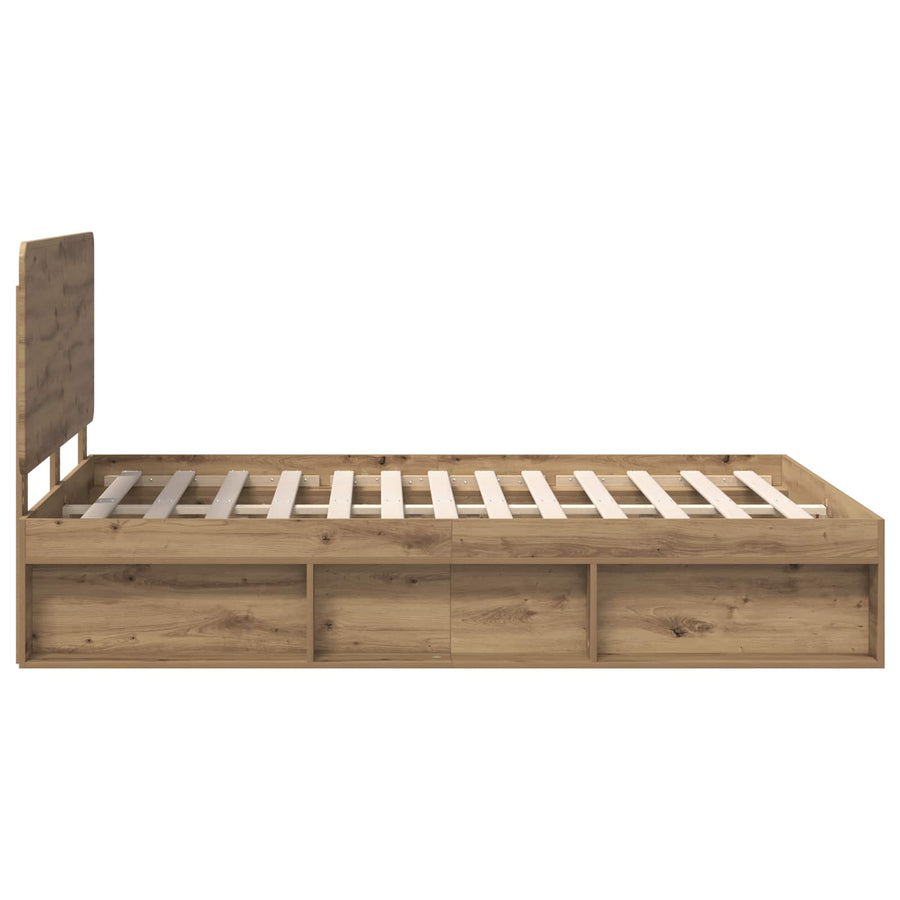 Bedframe Ambachtelijk eiken 150 x 200 cm Massief grenenhout
