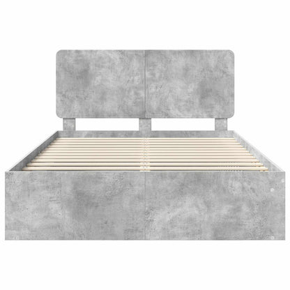 Bedframe met hoofdeinde Beton 140 x 200 cm Massief grenenhout