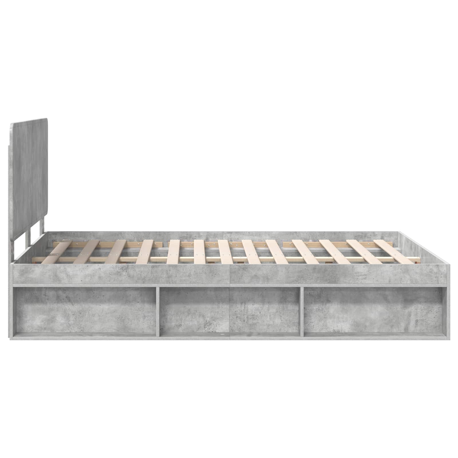 Bedframe met hoofdeinde Beton 140 x 200 cm Massief grenenhout