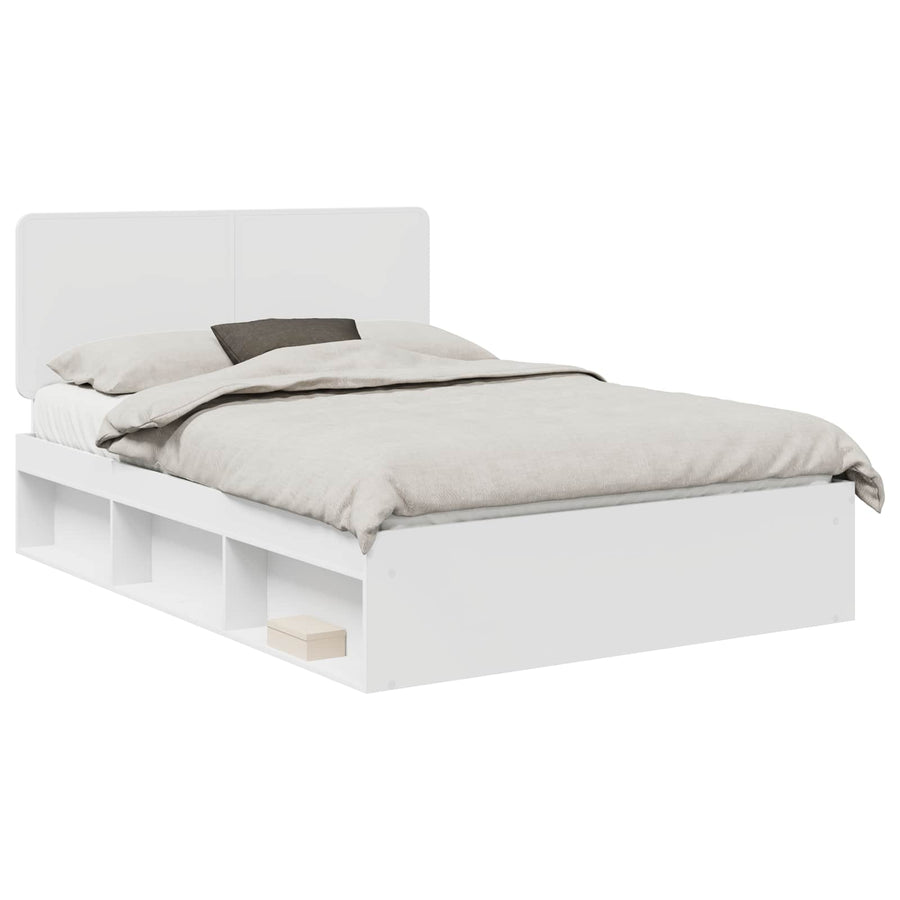 Bedframe met hoofdeinde Wit 140 x 190 cm Massief grenenhout