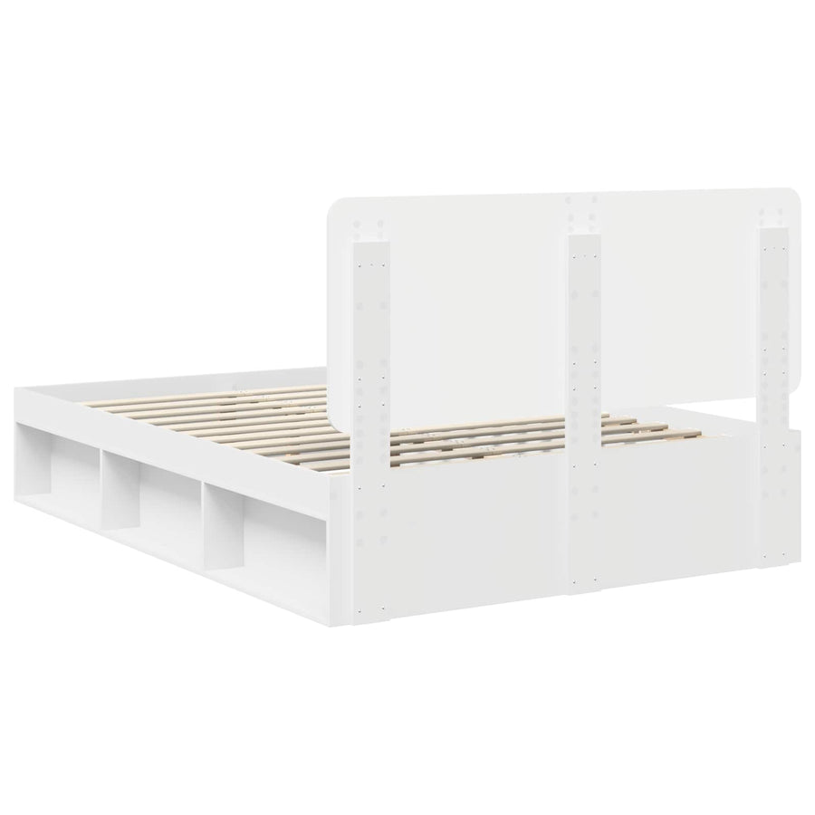 Bedframe met hoofdeinde Wit 140 x 190 cm Massief grenenhout