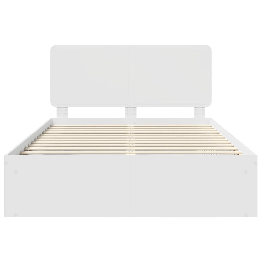 Bedframe met hoofdeinde Wit 140 x 190 cm Massief grenenhout