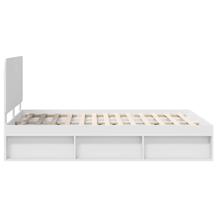 Bedframe met hoofdeinde Wit 140 x 190 cm Massief grenenhout