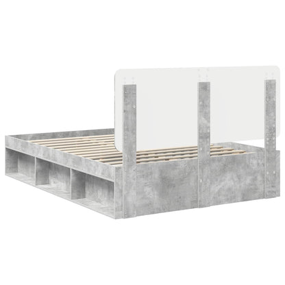 Bedframe met hoofdeinde Beton 140 x 190 cm Massief grenenhout