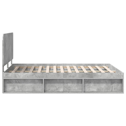 Bedframe met hoofdeinde Beton 140 x 190 cm Massief grenenhout