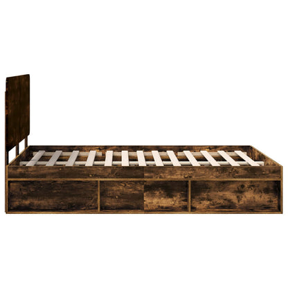 Bedframe Gerookt eiken 140 x 190 cm Massief grenenhout