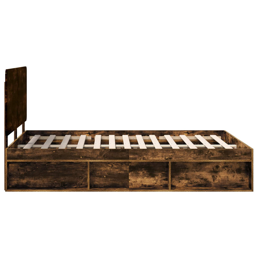 Bedframe Gerookt eiken 140 x 190 cm Massief grenenhout