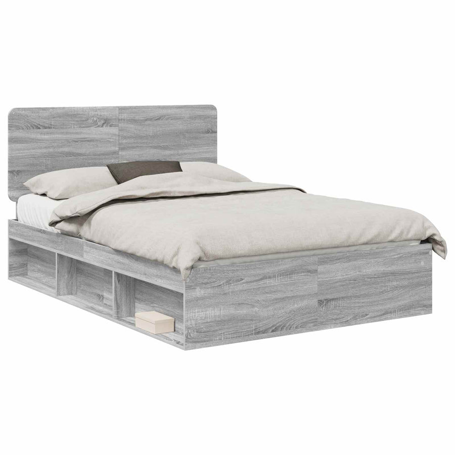 Bedframe Grijs Sonoma 140 x 190 cm Massief grenenhout