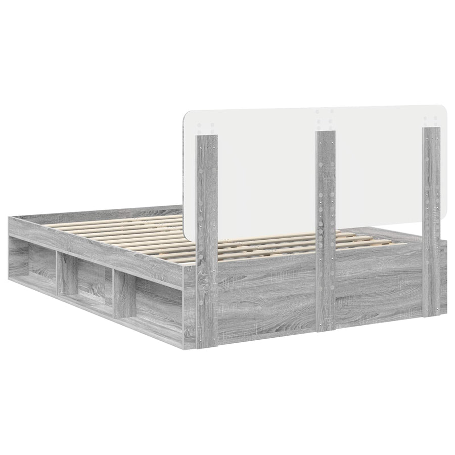 Bedframe Grijs Sonoma 140 x 190 cm Massief grenenhout