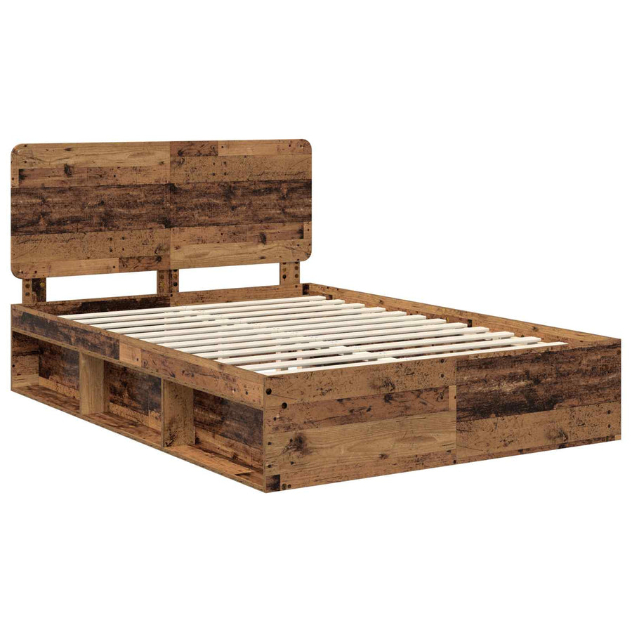 Bedframe met hoofdeinde Oudhout 140 x 190 cm Massief grenenhout