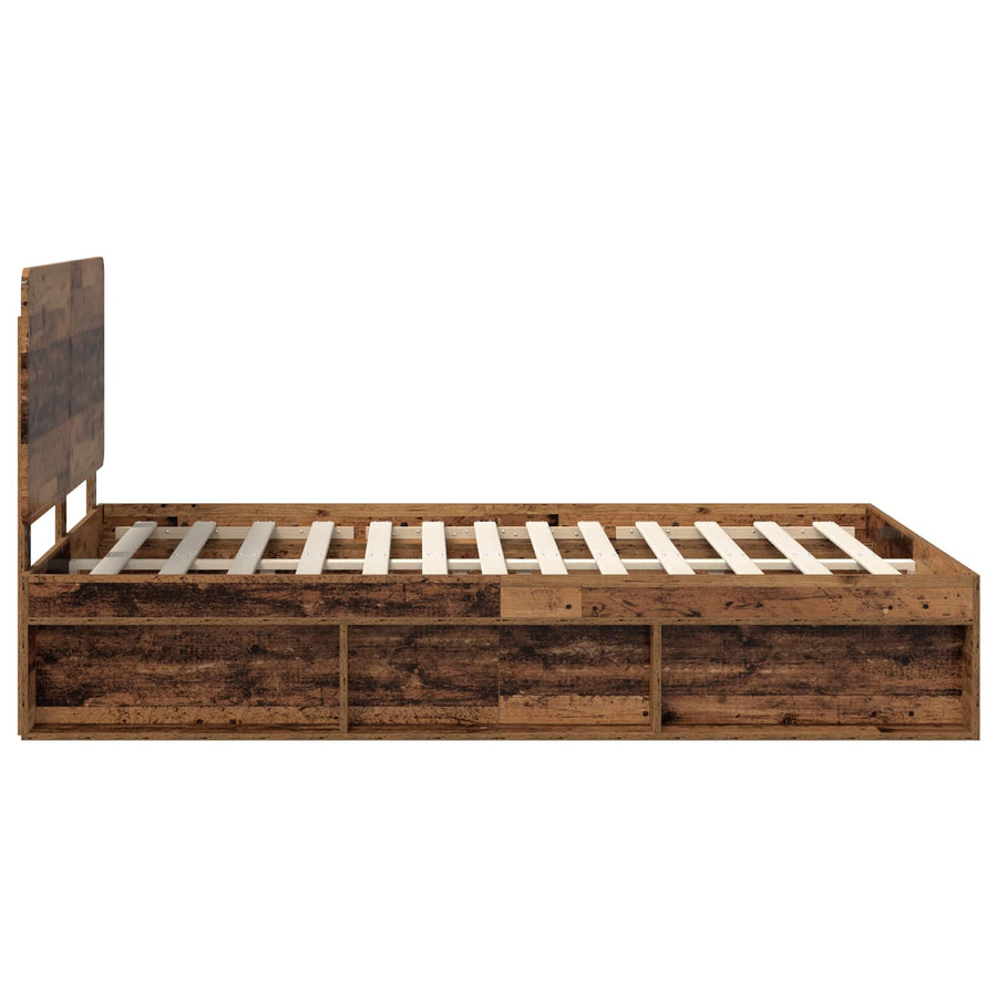 Bedframe met hoofdeinde Oudhout 140 x 190 cm Massief grenenhout