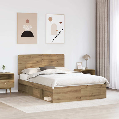 Bedframe Ambachtelijk eiken 140 x 190 cm Massief grenenhout