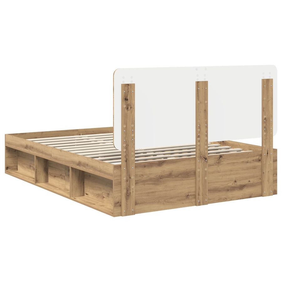 Bedframe Ambachtelijk eiken 140 x 190 cm Massief grenenhout