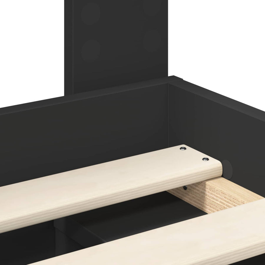 Bedframe met hoofdeinde Zwart 135 x 190 cm Massief grenenhout