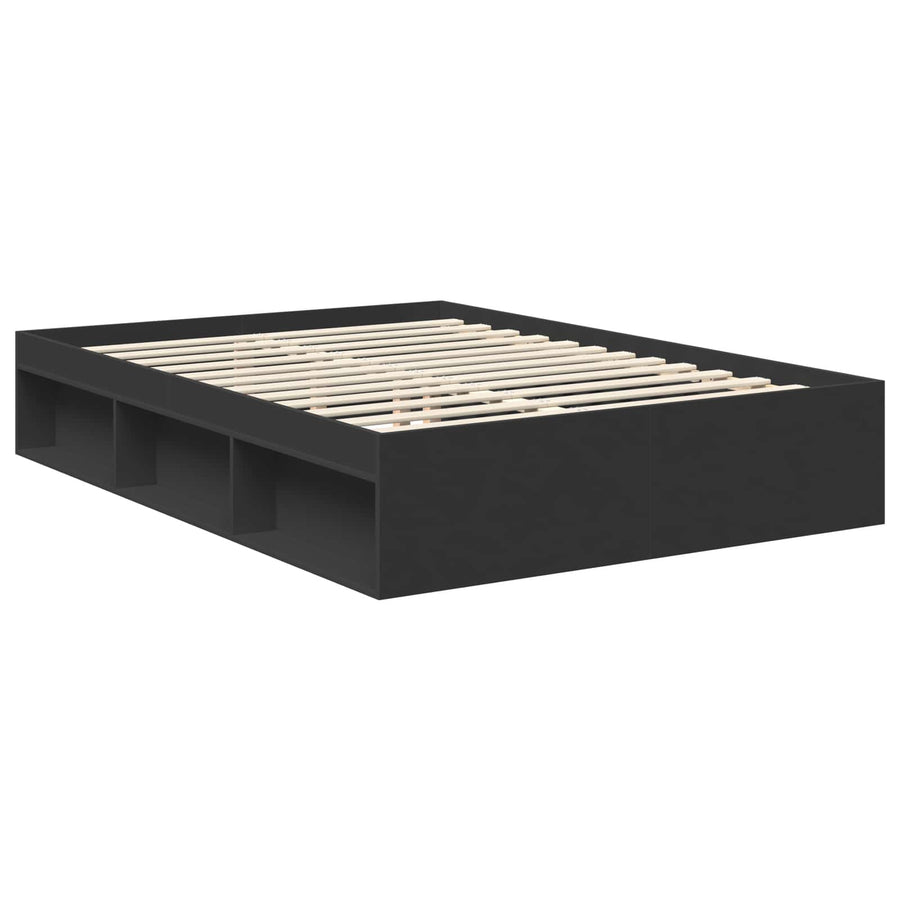 Bedframe met hoofdeinde Zwart 135 x 190 cm Massief grenenhout