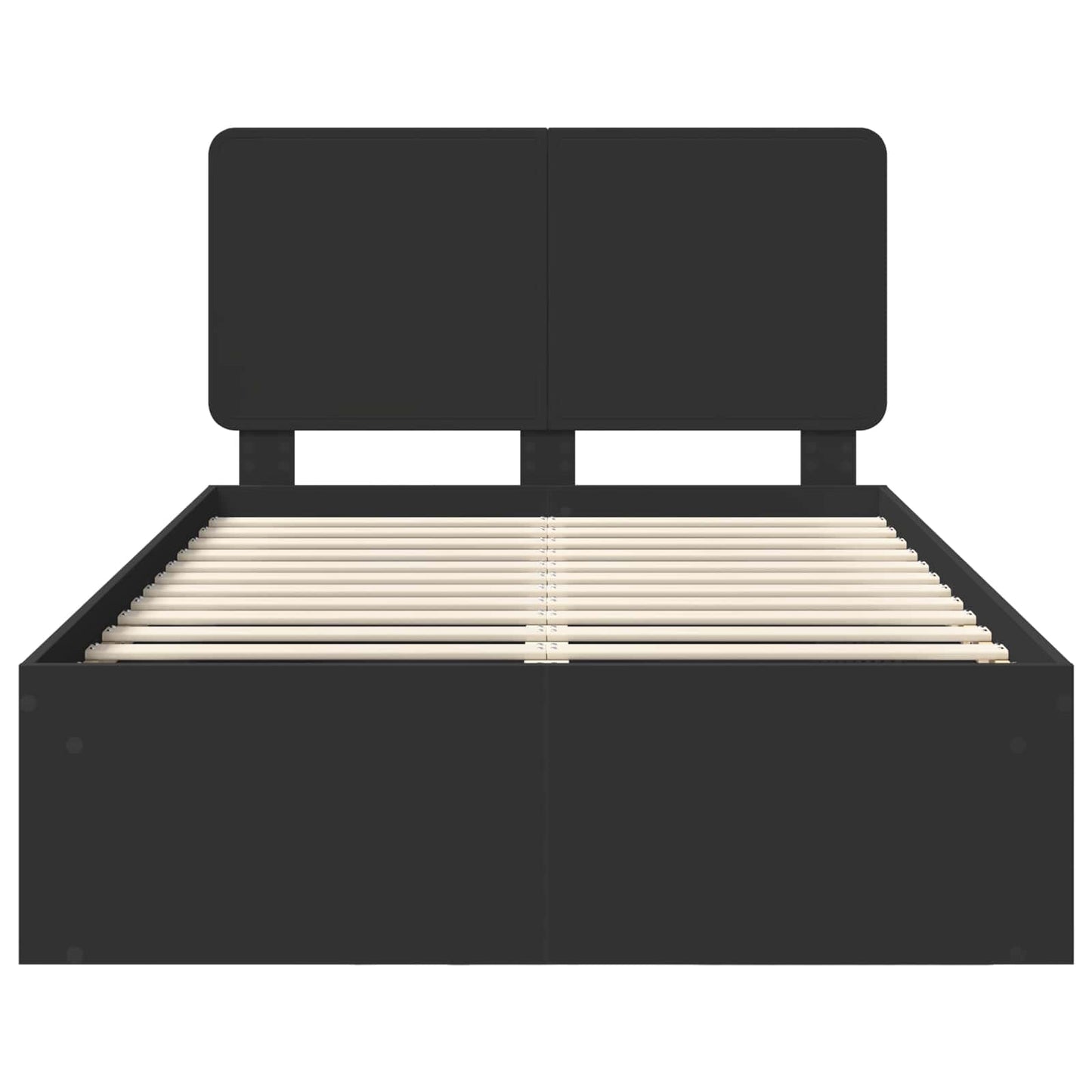 Bedframe met hoofdeinde Zwart 135 x 190 cm Massief grenenhout