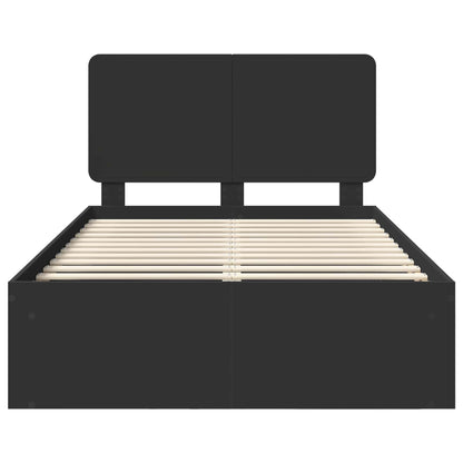 Bedframe met hoofdeinde Zwart 135 x 190 cm Massief grenenhout