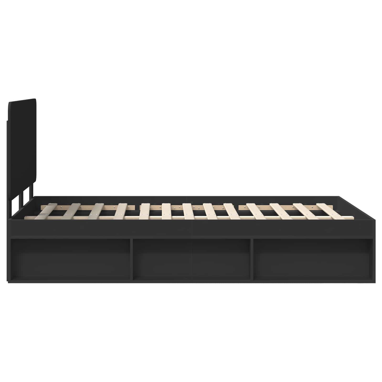 Bedframe met hoofdeinde Zwart 135 x 190 cm Massief grenenhout