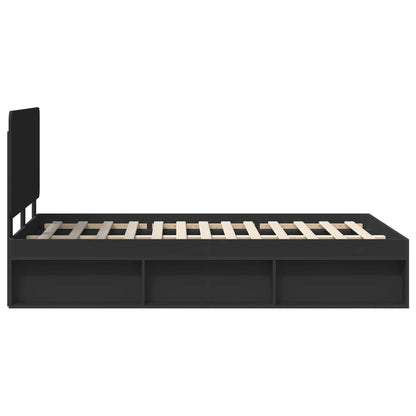 Bedframe met hoofdeinde Zwart 135 x 190 cm Massief grenenhout